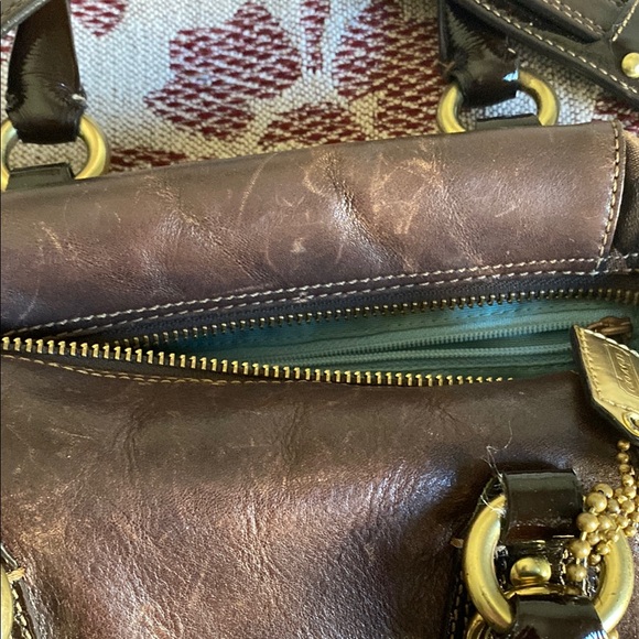 Coach Brown Satchel with Signature Design - Picture 4 of 7
